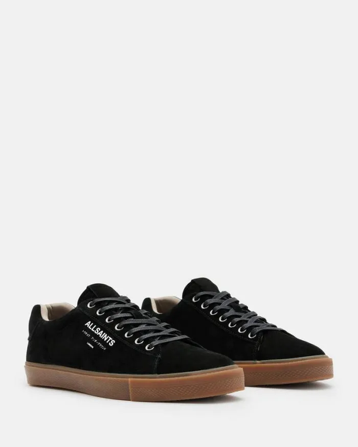 Underground Suede Low Top Sneakers Black Men AllSaints Shoes and Boots