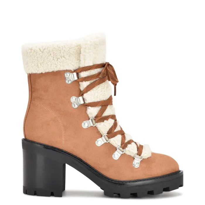 Unise Lug Sole Booties Brown Suede Women Nine West Boots and Booties