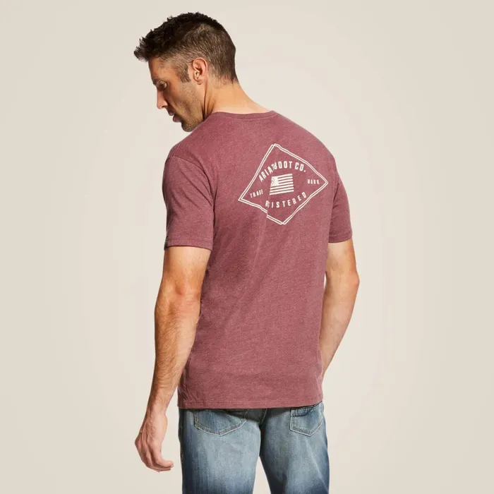 US Registered TShirt Burgundy Heather Men Ariat TShirts and Polos