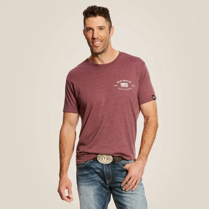 US Registered TShirt Burgundy Heather Men Ariat TShirts and Polos