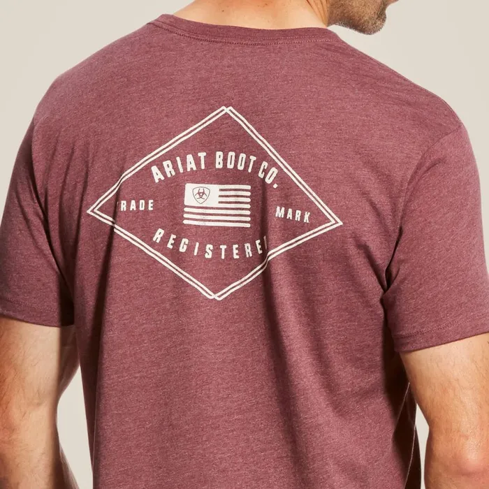 US Registered TShirt Burgundy Heather Men Ariat TShirts and Polos