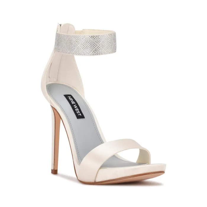 Utell Ankle Strap Heeled Sandals Ivory Women Nine West Dress Utell Ankle Strap Heeled Sandals Ivory Women Nine West Dress