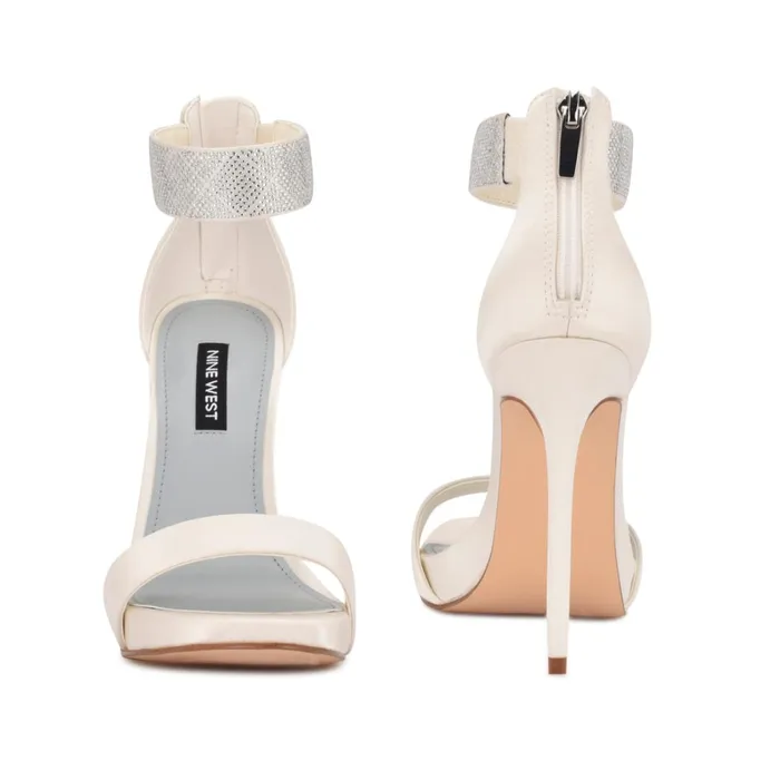 Utell Ankle Strap Heeled Sandals Ivory Women Nine West Dress Utell Ankle Strap Heeled Sandals Ivory Women Nine West Dress
