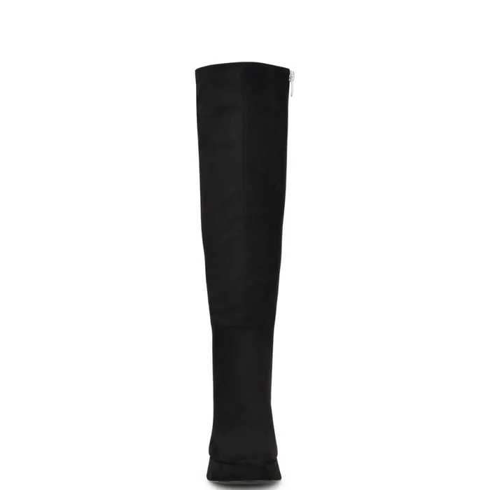 Vadda Wide Calf Platform Boots Black Suede Women Nine West Boots and Booties Vadda Wide Calf Platform Boots Black Suede Women Nine West Boots and Booties
