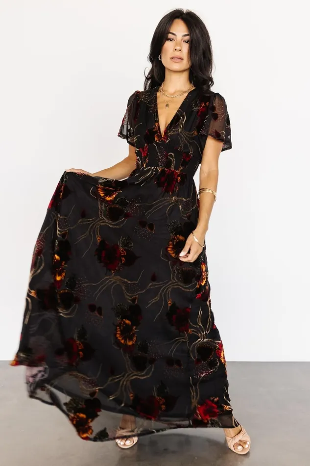 Valen Maxi Dress Black Multi Women Baltic Born Wedding Guest Valen Maxi Dress Black Multi Women Baltic Born Wedding Guest