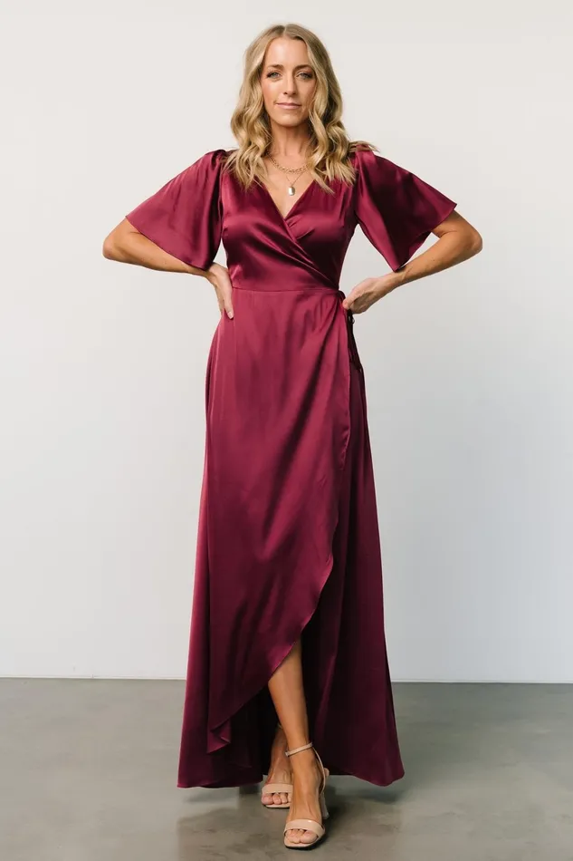 Vara Satin Maxi Wrap Dress Mulberry Women Baltic Born Mother Of The Bride Vara Satin Maxi Wrap Dress Mulberry Women Baltic Born Mother Of The Bride