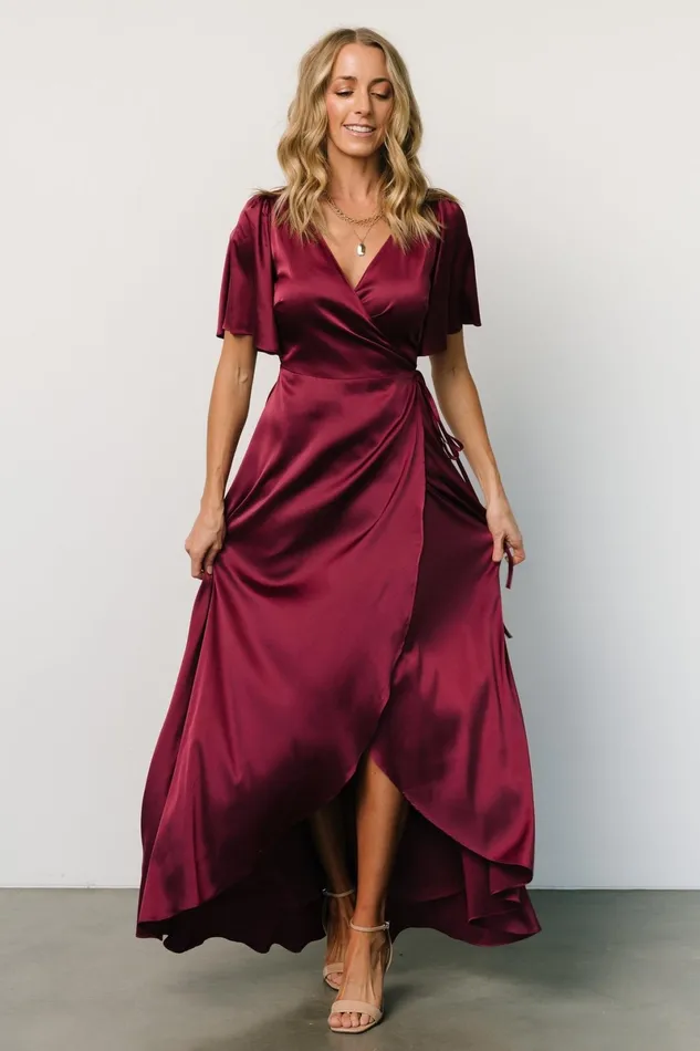 Vara Satin Maxi Wrap Dress Mulberry Women Baltic Born Mother Of The Bride Vara Satin Maxi Wrap Dress Mulberry Women Baltic Born Mother Of The Bride