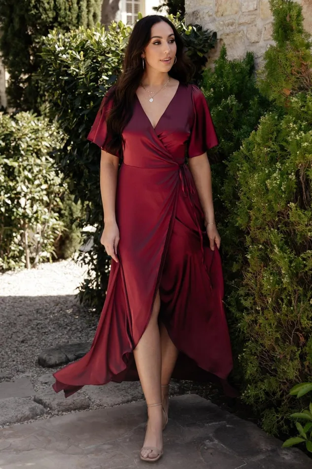 Vara Satin Maxi Wrap Dress Mulberry Women Baltic Born Mother Of The Bride Vara Satin Maxi Wrap Dress Mulberry Women Baltic Born Mother Of The Bride