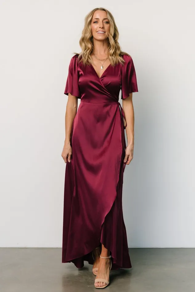 Vara Satin Maxi Wrap Dress Mulberry Women Baltic Born Mother Of The Bride Vara Satin Maxi Wrap Dress Mulberry Women Baltic Born Mother Of The Bride