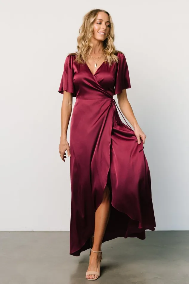Vara Satin Maxi Wrap Dress Mulberry Women Baltic Born Mother Of The Bride Vara Satin Maxi Wrap Dress Mulberry Women Baltic Born Mother Of The Bride
