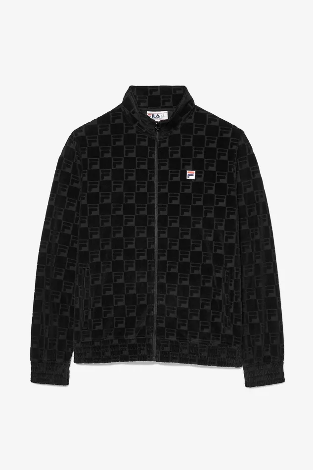 Velour Sets Men Fila Jacquard Velour Track Jacket 001 Black