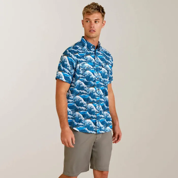 Venttek Western Aloha Fitted Shirt Hawaiian Ocean Men Ariat Button Down Shirts