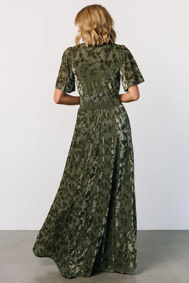 Veronica Velvet Maxi Dress Dark Sage Women Baltic Born Bump Friendly