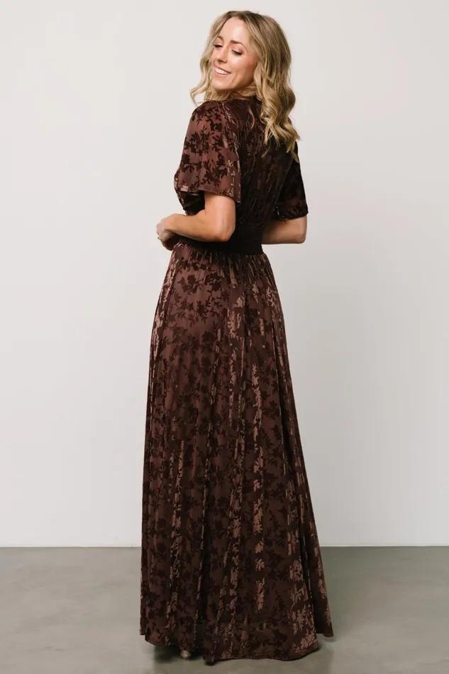 Veronica Velvet Maxi Dress Espresso Women Baltic Born Bump Friendly Veronica Velvet Maxi Dress Espresso Women Baltic Born Bump Friendly
