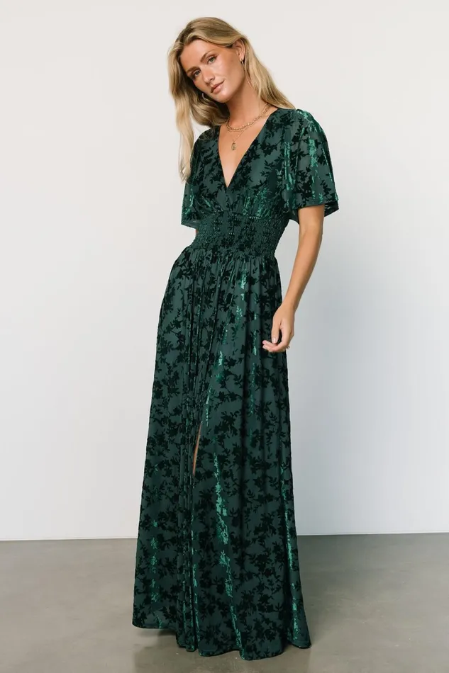 Veronica Velvet Maxi Dress Green Women Baltic Born Bump Friendly