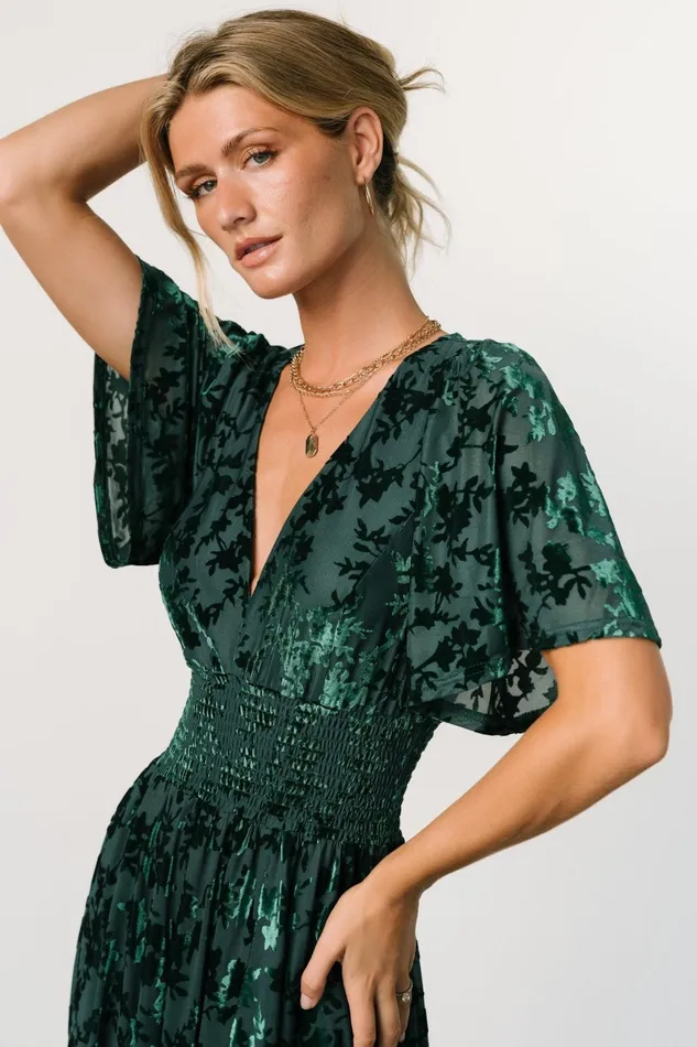 Veronica Velvet Maxi Dress Green Women Baltic Born Bump Friendly
