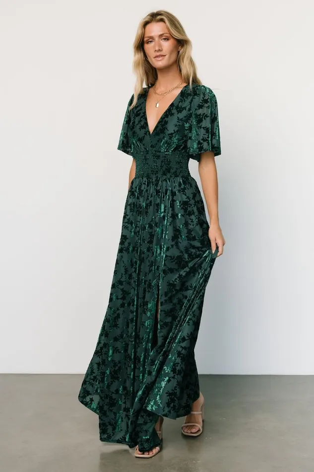 Veronica Velvet Maxi Dress Green Women Baltic Born Bump Friendly