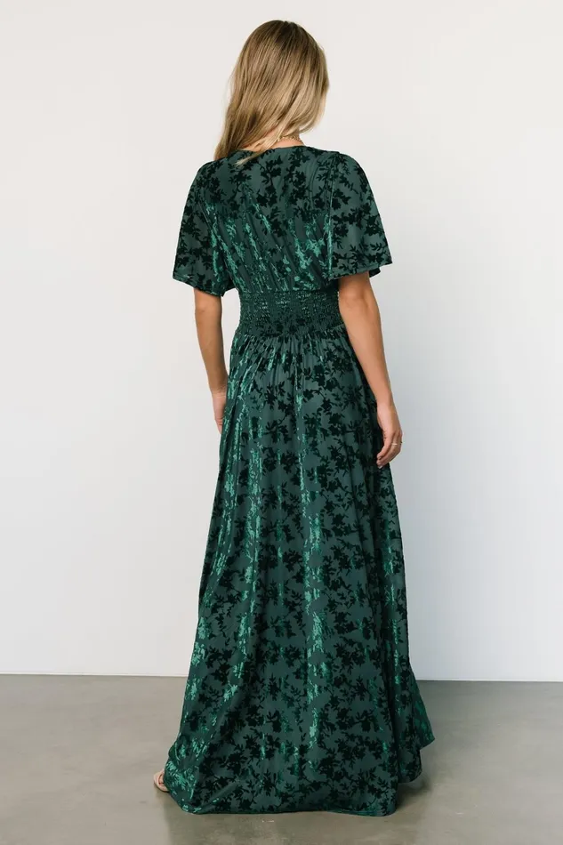 Veronica Velvet Maxi Dress Green Women Baltic Born Bump Friendly