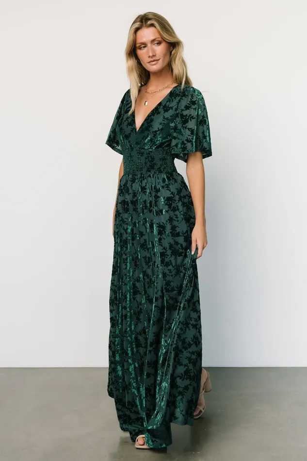 Veronica Velvet Maxi Dress Green Women Baltic Born Bump Friendly