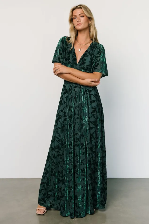 Veronica Velvet Maxi Dress Green Women Baltic Born Bump Friendly