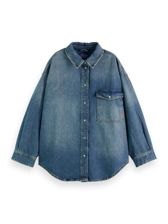 Vintage Washed Denim Overshirt 8211 Frisco Nights Frisco Nights Women Scotch and Soda Tops and TShirts Vintage Washed Denim Overshirt 8211 Frisco Nights Frisco Nights Women Scotch and Soda Tops and TShirts