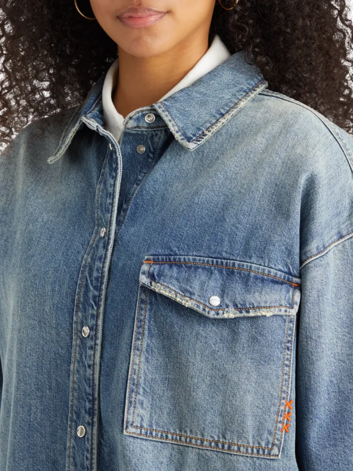 Vintage Washed Denim Overshirt 8211 Frisco Nights Frisco Nights Women Scotch and Soda Tops and TShirts Vintage Washed Denim Overshirt 8211 Frisco Nights Frisco Nights Women Scotch and Soda Tops and TShirts