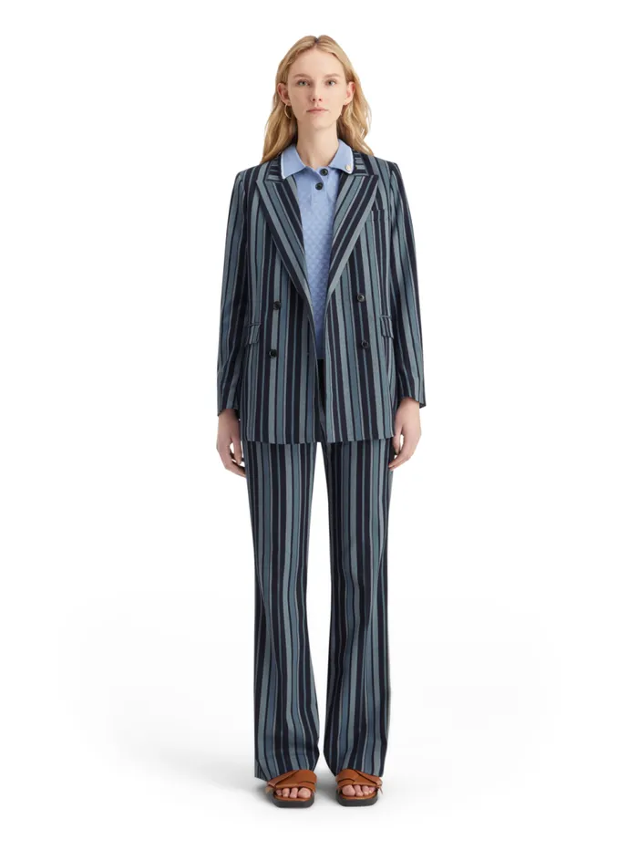 Violet Kick Flare Pant Blue School Stripe Women Scotch and Soda Pants