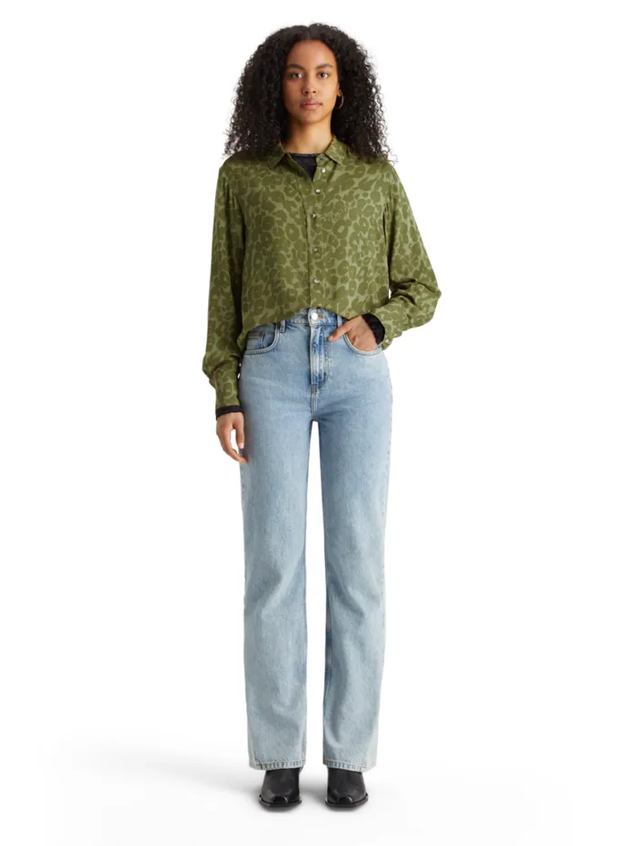 VISCOSE PRINTED RELAXED FIT SHIRT Poetry Leopard Military Women Scotch and Soda Tops and TShirts VISCOSE PRINTED RELAXED FIT SHIRT Poetry Leopard Military Women Scotch and Soda Tops and TShirts