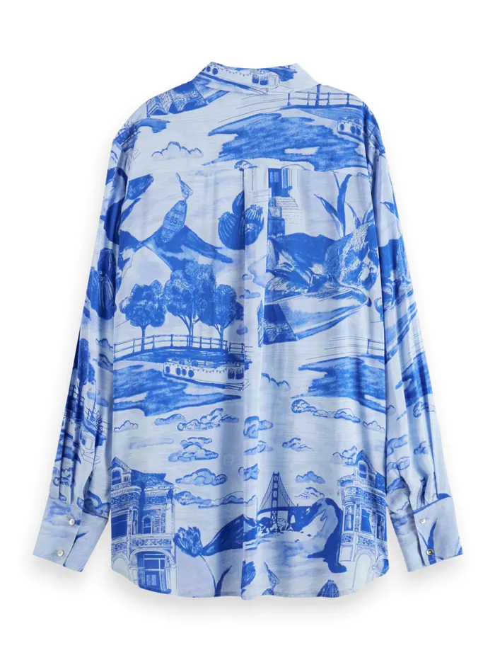 VISCOSE PRINTED RELAXED FIT SHIRT Poetry Leopard Military Women Scotch and Soda Tops and TShirts VISCOSE PRINTED RELAXED FIT SHIRT Poetry Leopard Military Women Scotch and Soda Tops and TShirts