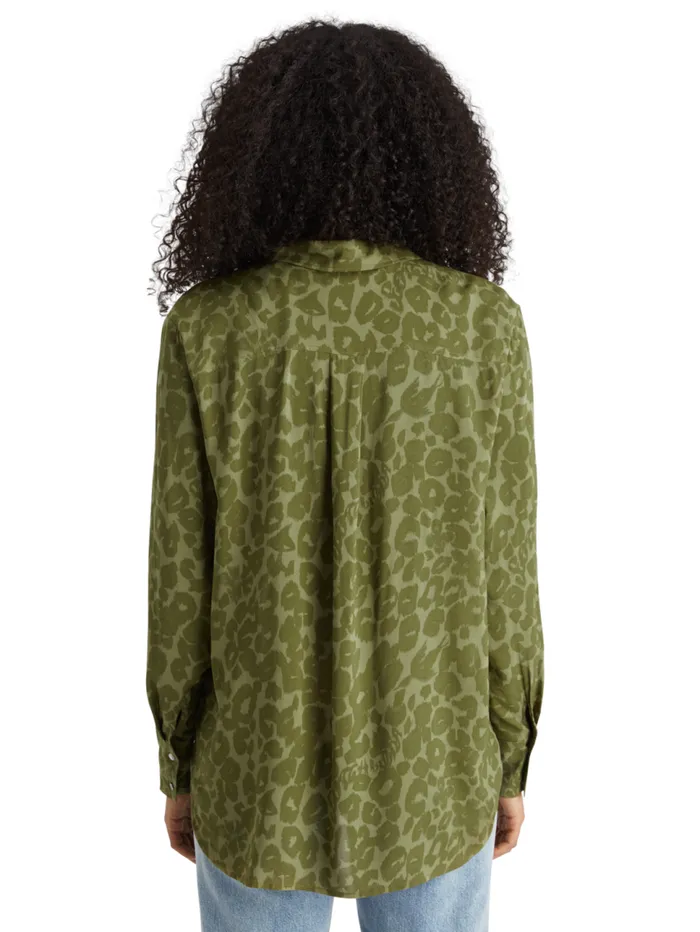 VISCOSE PRINTED RELAXED FIT SHIRT Poetry Leopard Military Women Scotch and Soda Tops and TShirts VISCOSE PRINTED RELAXED FIT SHIRT Poetry Leopard Military Women Scotch and Soda Tops and TShirts