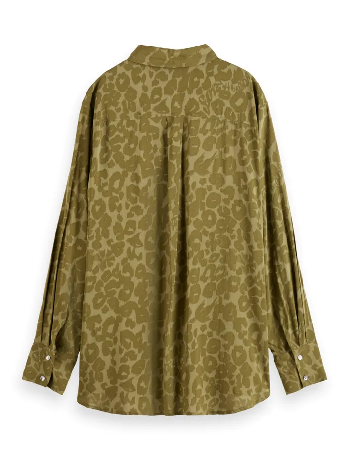 VISCOSE PRINTED RELAXED FIT SHIRT Poetry Leopard Military Women Scotch and Soda Tops and TShirts VISCOSE PRINTED RELAXED FIT SHIRT Poetry Leopard Military Women Scotch and Soda Tops and TShirts