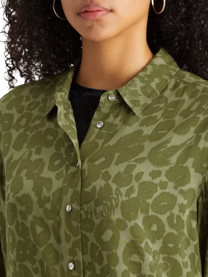 VISCOSE PRINTED RELAXED FIT SHIRT Poetry Leopard Military Women Scotch and Soda Tops and TShirts VISCOSE PRINTED RELAXED FIT SHIRT Poetry Leopard Military Women Scotch and Soda Tops and TShirts