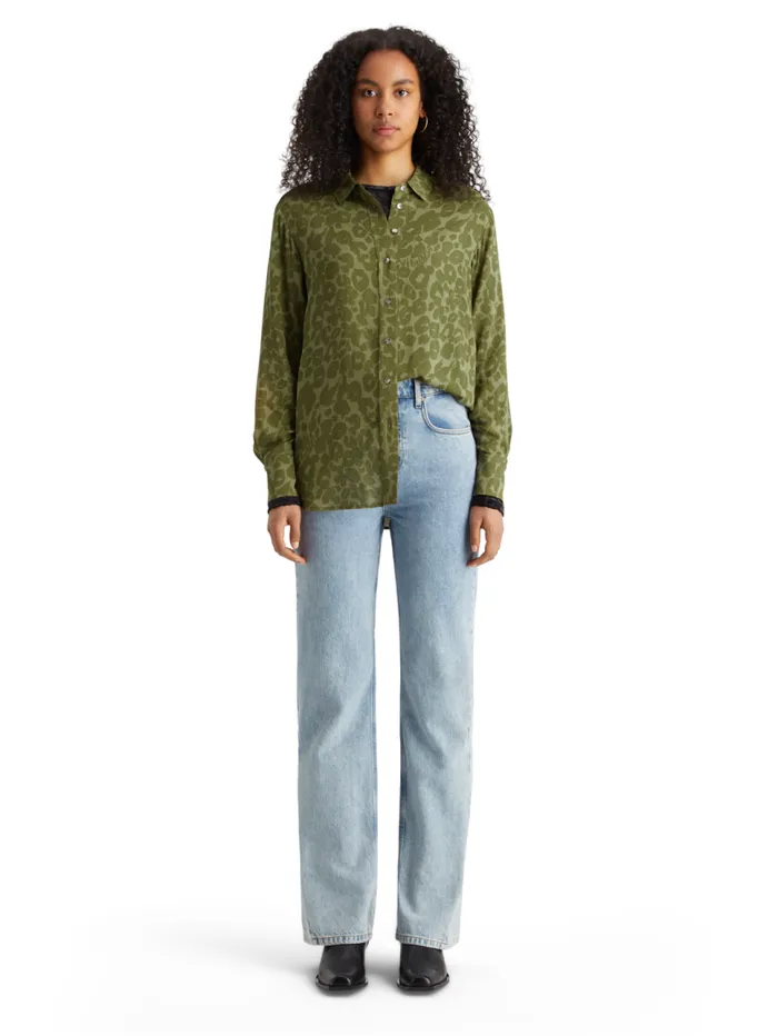 VISCOSE PRINTED RELAXED FIT SHIRT Poetry Leopard Military Women Scotch and Soda Tops and TShirts VISCOSE PRINTED RELAXED FIT SHIRT Poetry Leopard Military Women Scotch and Soda Tops and TShirts