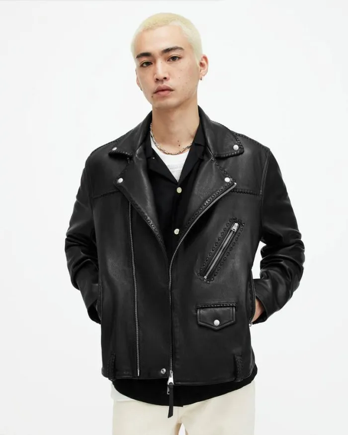 Warner Relaxed Fit Leather Biker Jacket Black Men AllSaints Jackets and Coats Warner Relaxed Fit Leather Biker Jacket Black Men AllSaints Jackets and Coats