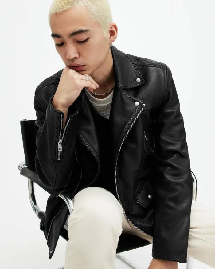 Warner Relaxed Fit Leather Biker Jacket Black Men AllSaints Jackets and Coats Warner Relaxed Fit Leather Biker Jacket Black Men AllSaints Jackets and Coats