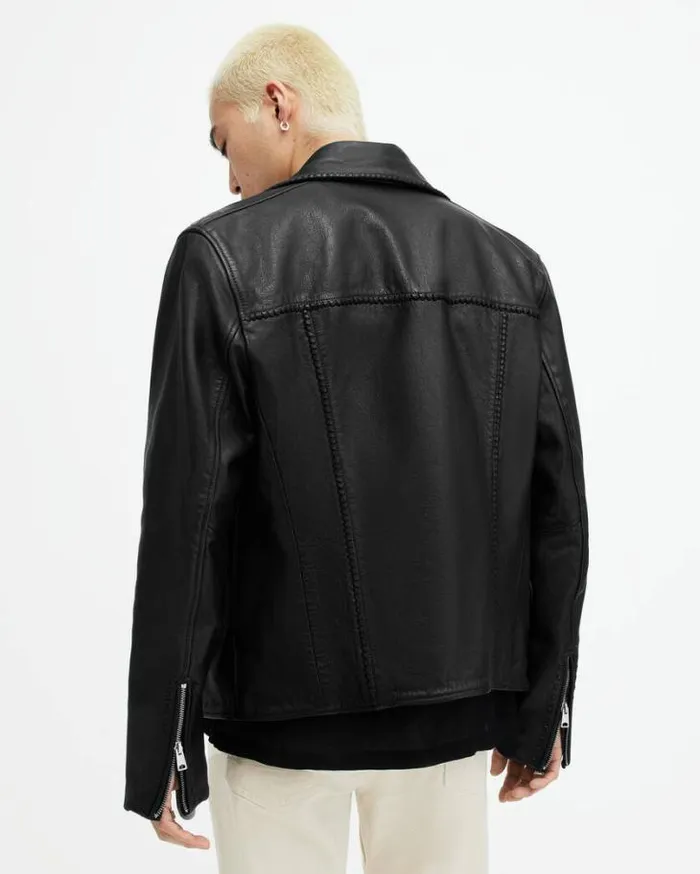 Warner Relaxed Fit Leather Biker Jacket Black Men AllSaints Jackets and Coats Warner Relaxed Fit Leather Biker Jacket Black Men AllSaints Jackets and Coats
