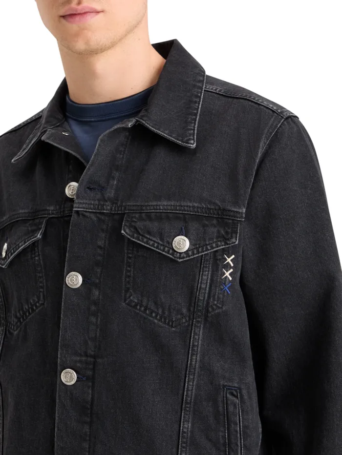 WASHED BLACK DENIM TRUCKER JACKET City Buzz Men Scotch and Soda Jackets and Coats WASHED BLACK DENIM TRUCKER JACKET City Buzz Men Scotch and Soda Jackets and Coats