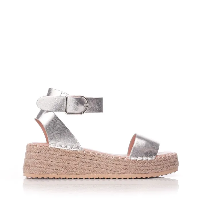 Wedge Sandals Women Moda In Pelle Nasha Silver Porvair