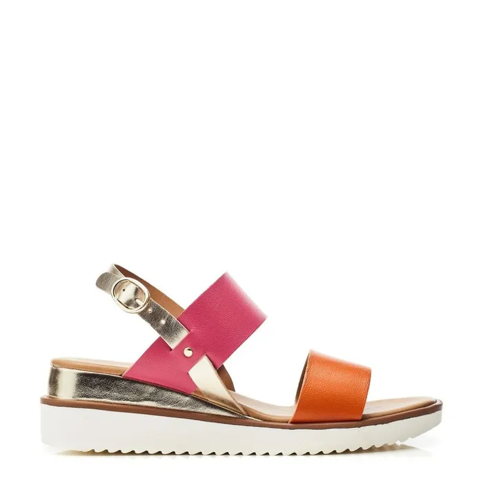 Wedge Sandals Women Moda In Pelle Navasay PinkOrange Leather