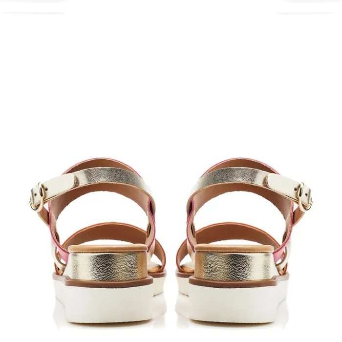 Wedge Sandals Women Moda In Pelle Navasay PinkOrange Leather