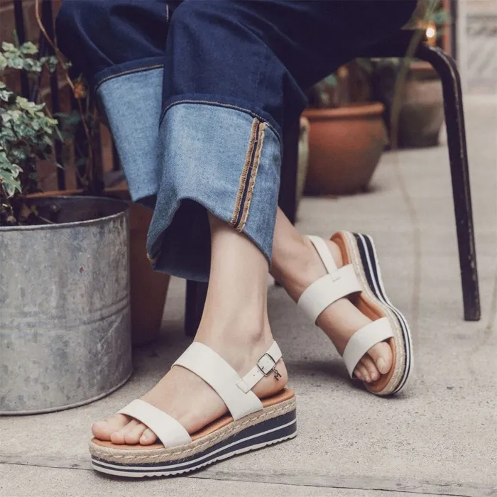 Wedge Sandals Women Moda In Pelle Periso Off White Porvair