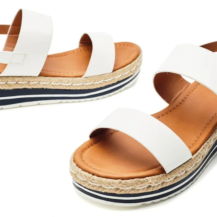Wedge Sandals Women Moda In Pelle Periso Off White Porvair