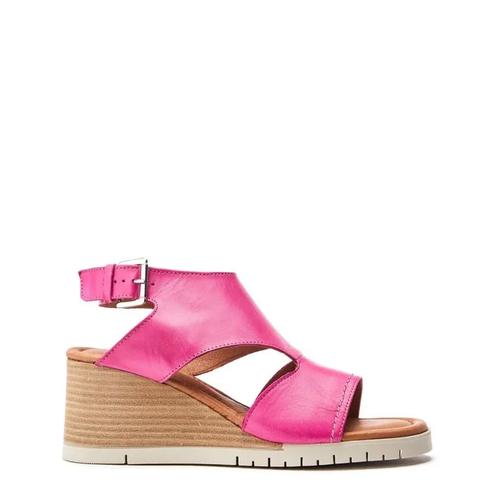 Wedge Sandals Women Moda In Pelle Peyten Raspberry Leather