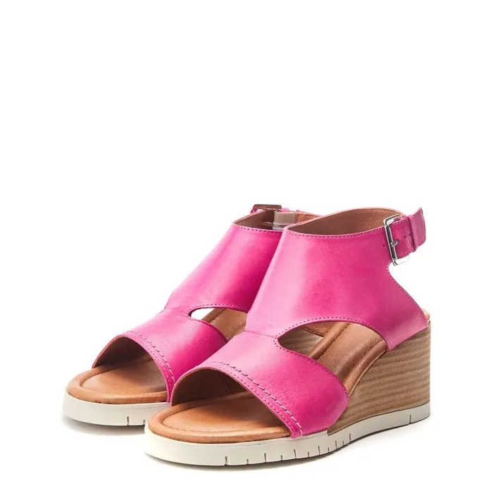 Wedge Sandals Women Moda In Pelle Peyten Raspberry Leather