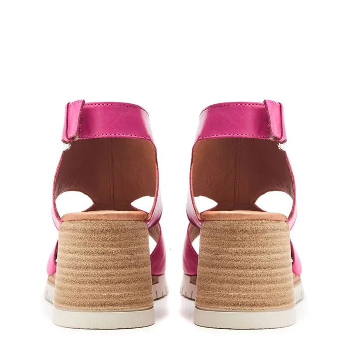 Wedge Sandals Women Moda In Pelle Peyten Raspberry Leather