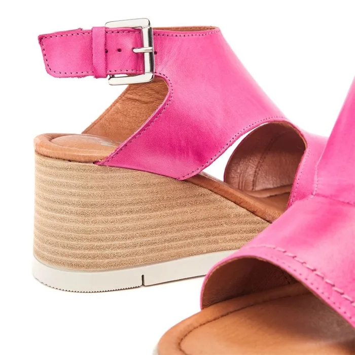Wedge Sandals Women Moda In Pelle Peyten Raspberry Leather