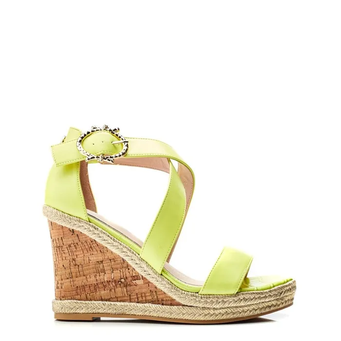 Wedge Sandals Women Moda In Pelle Pursuit Lime Green Porvair