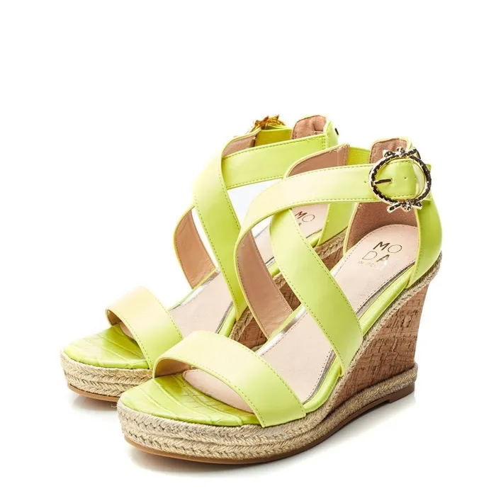 Wedge Sandals Women Moda In Pelle Pursuit Lime Green Porvair