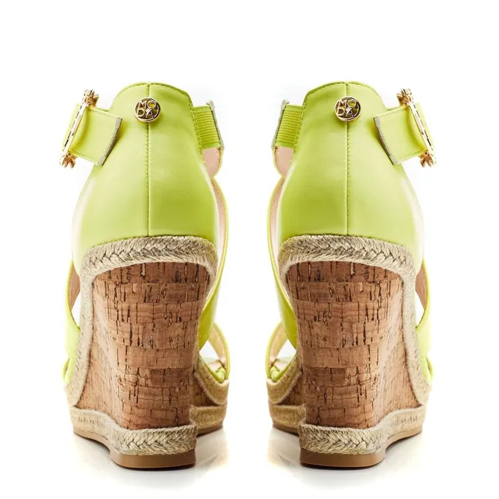 Wedge Sandals Women Moda In Pelle Pursuit Lime Green Porvair