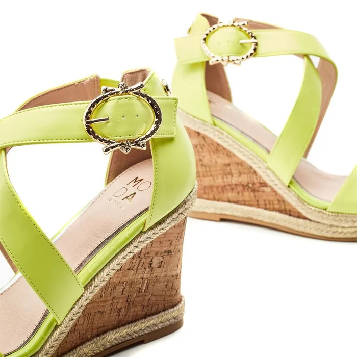 Wedge Sandals Women Moda In Pelle Pursuit Lime Green Porvair